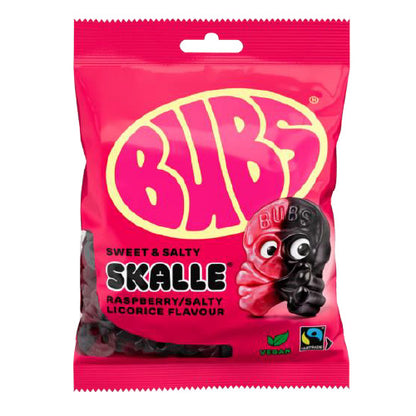 Bubs Sweet Raspberry & Salty Licorice Skalle (Made in Sweden)