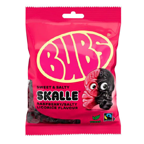 Bubs Sweet Raspberry & Salty Licorice Skalle (Made in Sweden)