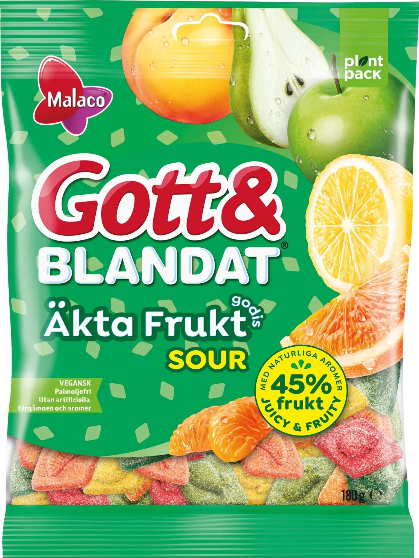 Malaco Gott & Blandat Real Fruit Sour 90g - Swedish Godis Shop - Swedish Candy Shop