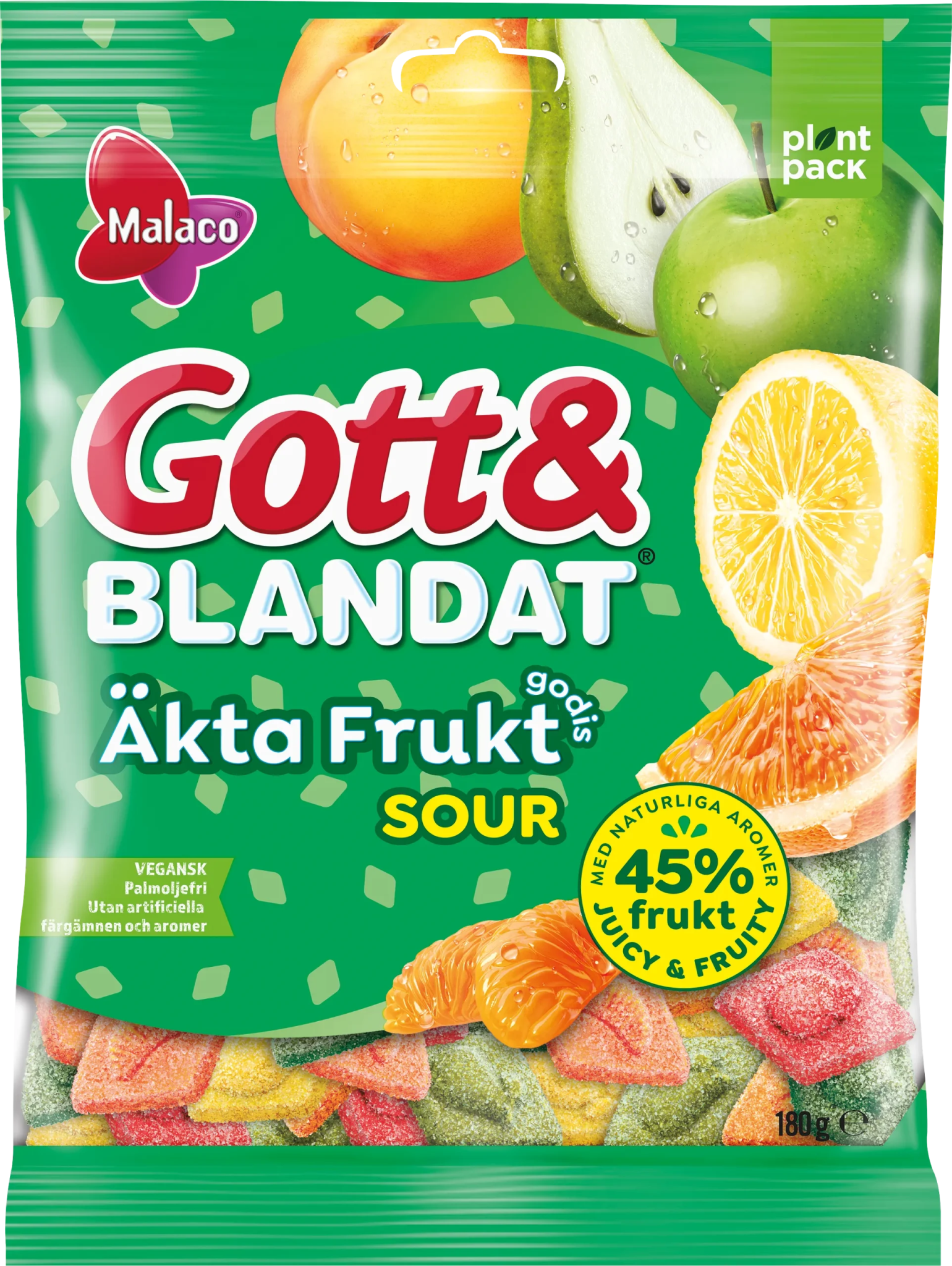 Malaco Gott & Blandat Real Fruit Sour 90g - Swedish Godis Shop - Swedish Candy Shop