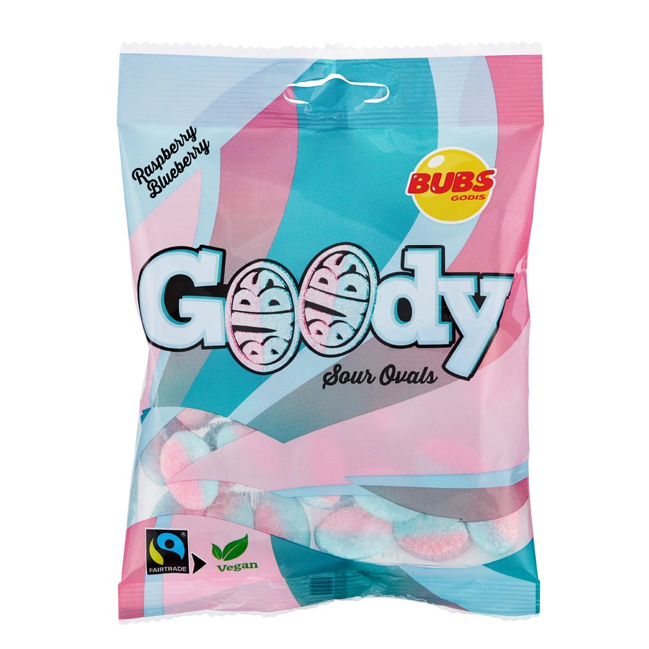 Bubs Goody Raspberry Blueberry Sour Ovals - Swedish Godis Shop