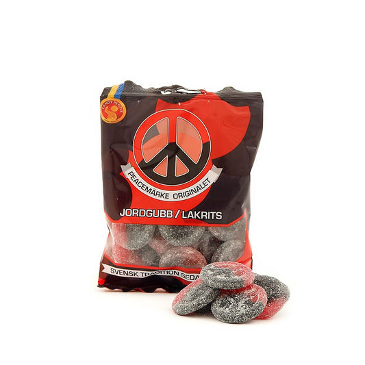 Peace Jordgubb&Lakrits Strawberry&Licorice - Swedish Godis Shop